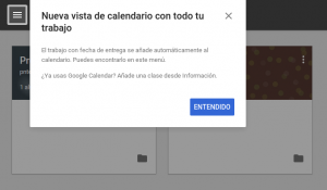 Mensaje activación Google Calendar