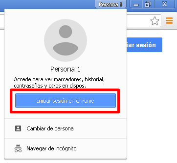 Botón azul "Iniciar sesión en Chrome"