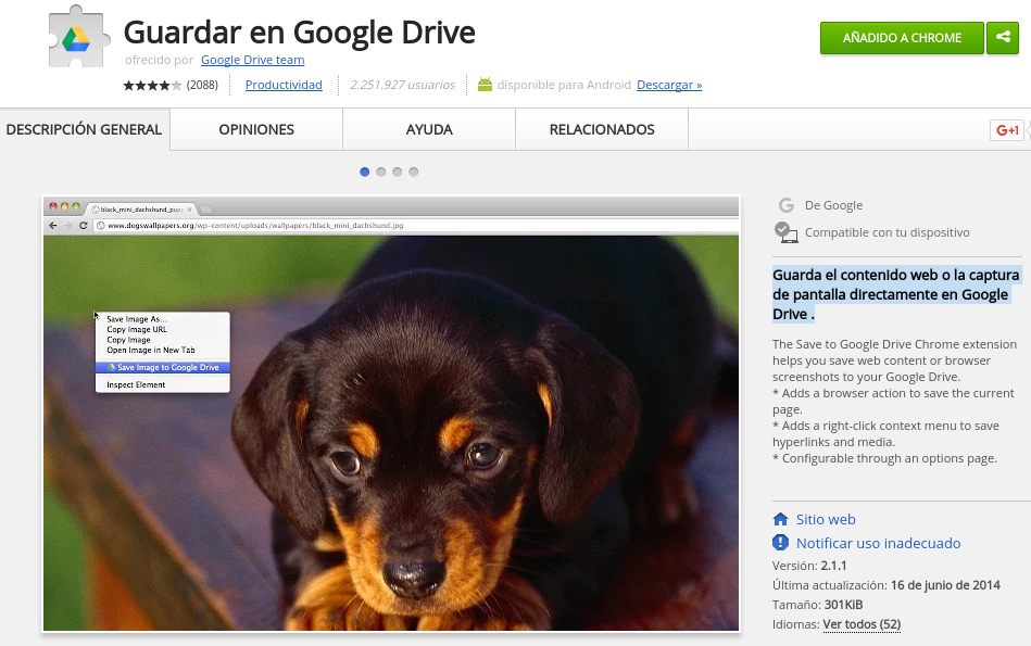 Extensión Guardar en Google Drive