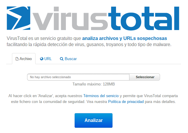 VirusTotal, escáner online de virus y malware en general