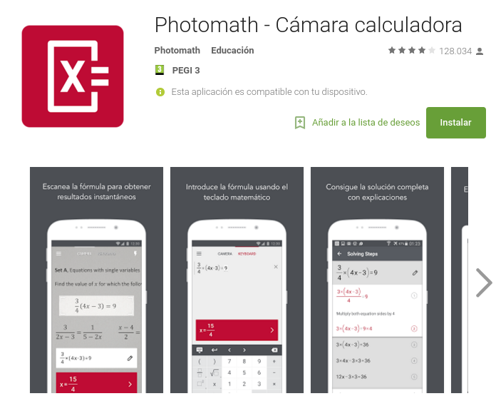 Photomath, cámara calculadora