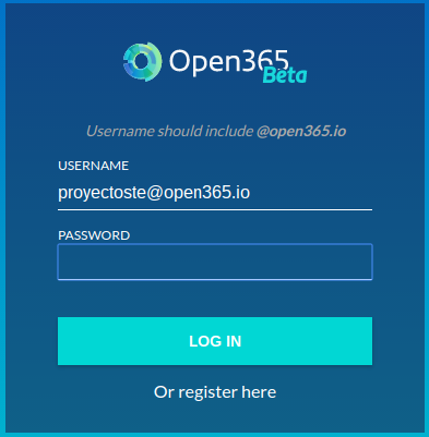 Inicio de sesión en Open 365