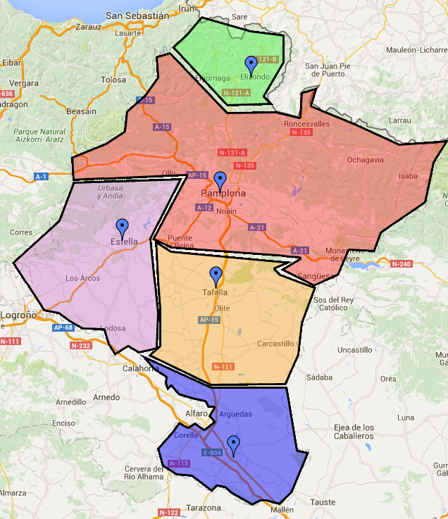 Zonificación CAPs de Navarra