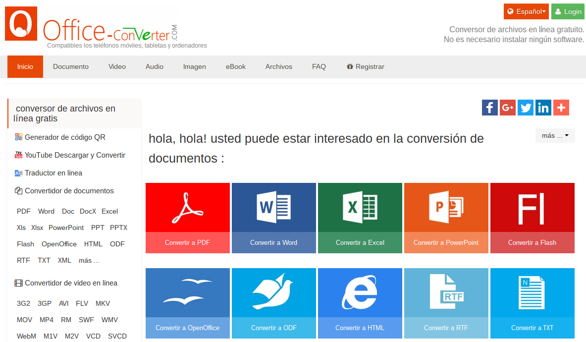 Office Converter, conversor de archivos en línea