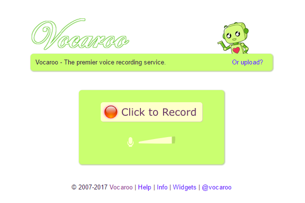 Captura de pantalla de Vocaroo.com