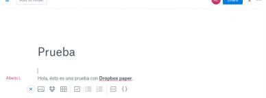 Interface de Dropbox Paper