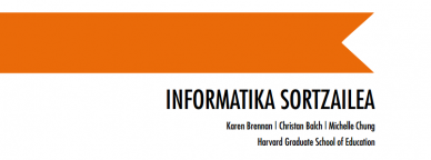 Informatika Sortzailea es una traducción de la guía Creative Computing de Scratch elaborada por Euskarabidea, Instituto Navarro del Euskera,  por iniciativa del Departamento de Educación de Gobierno de Navarra