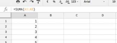 La función SUMA en castellano