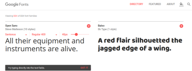 Nueva interfaz de Google Fonts